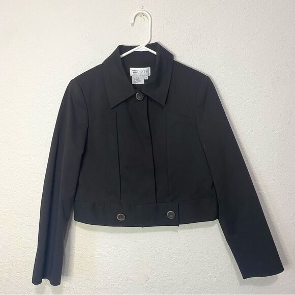 Worth Black Blazer Jacket Button Collared Size 10 - Picture 1 of 7